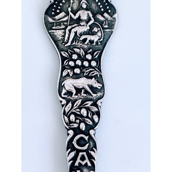 Antique Sterling silver Oakland California Souvenir Spoon Ornate Tree - Picture 8 of 13